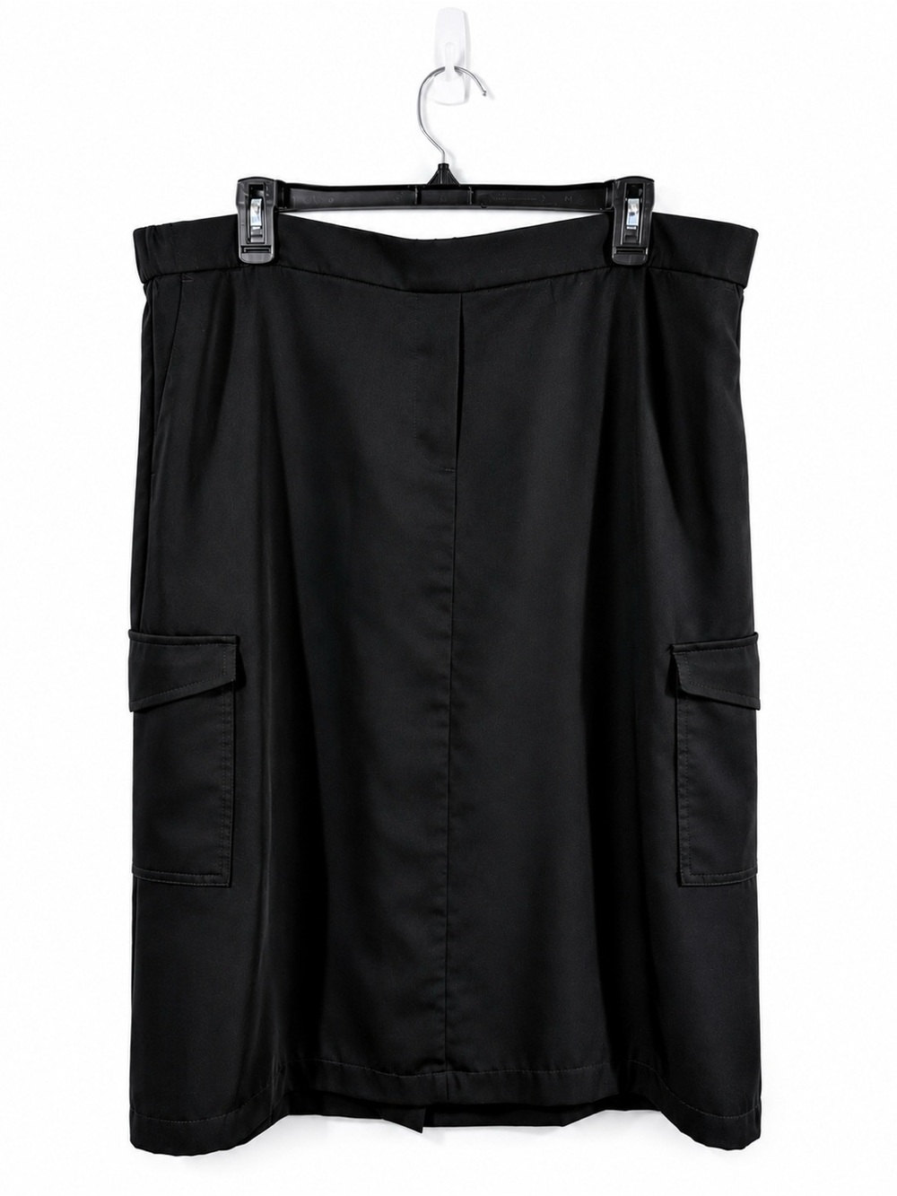J.Jill Wearever Collection Black Cargo Midi Skirt Pull-On Stretch Pockets Large